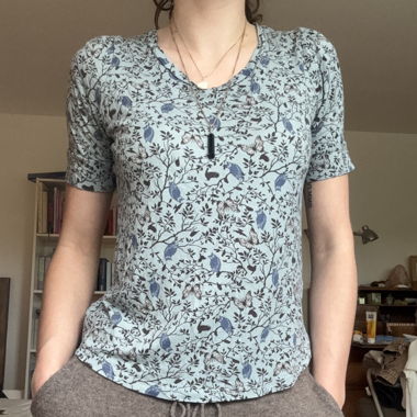 T-shirt bleu à fleurs XS