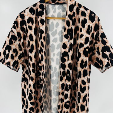 Veste kimono imprimé léopard XL