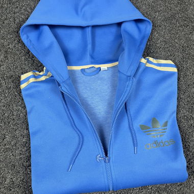 Felpa con Cappuccio e Zip Adidas Blu