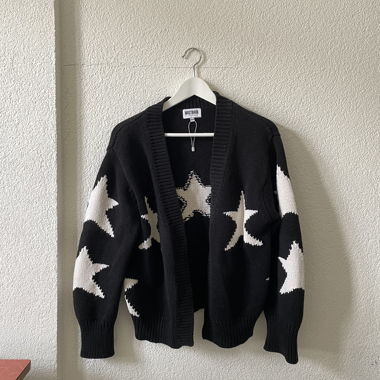 WRSTBHVR Cardigan Nero con Stelle XS/S