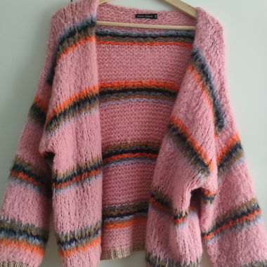 Pink Striped Cardigan