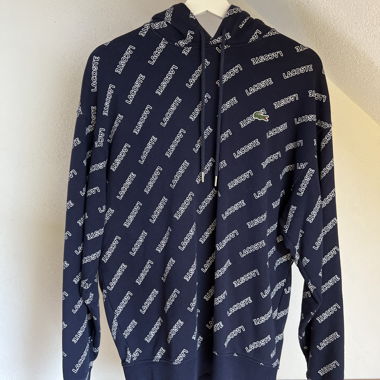 Hoodie Lacoste avec logo intégral, bleu foncé
