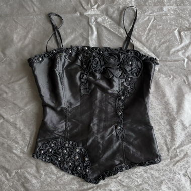 “My type of night” pearl decorated floral top