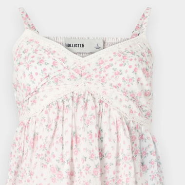 hollister-Easy Lace Trim Babydoll Top