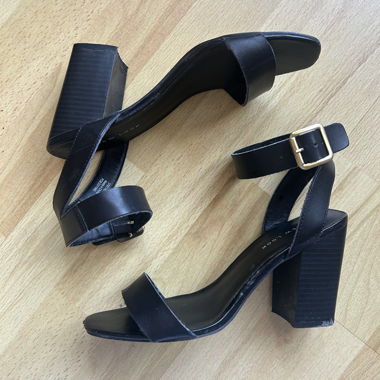 Black ankle-strap heels