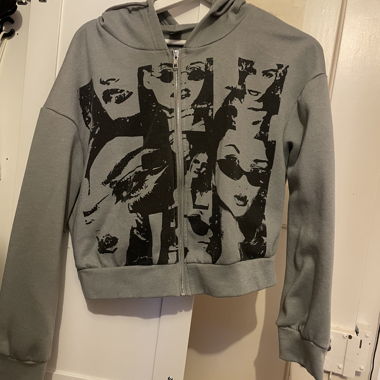 Grauer SHEIN Hoodie mit Reissverschluss, Gr. S