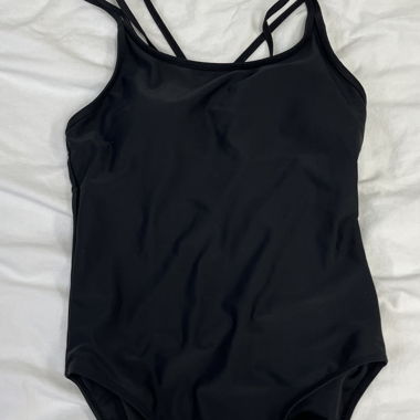 Black one-piece swimsuit