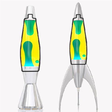 Mathmos Astrobaby Flasche Lavalampe Gelb-Türkis