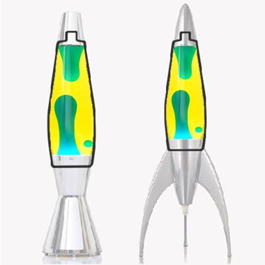 Mathmos Astrobaby Bottiglia Lampada Lava Giallo-Turchese