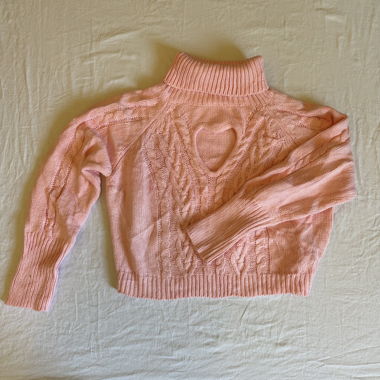 maglione corto in maglia rosa