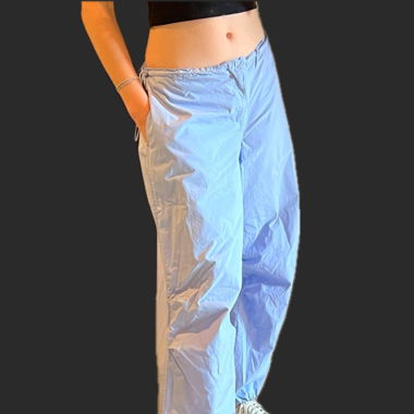 Pantalon parachute bleu pastel 