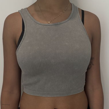 Pull&Bear ribbed gray crop tank top