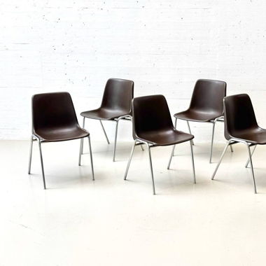 6-piece Set of Dark Brown Chairs from Plastifil SA