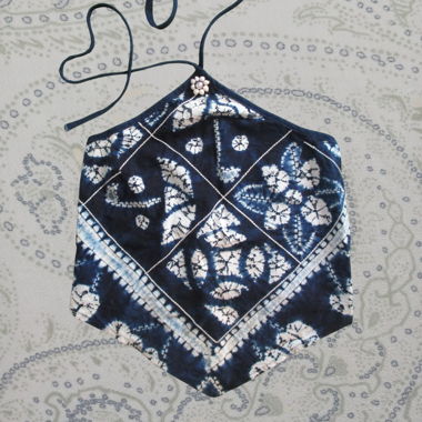 Blue tie-dye halter top