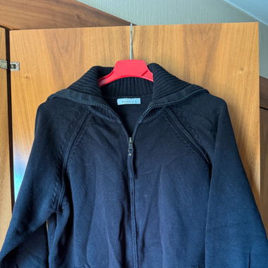 Schwarze Strick Sweat Jacke