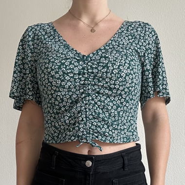 kurzarm Shirt grün Blümchen