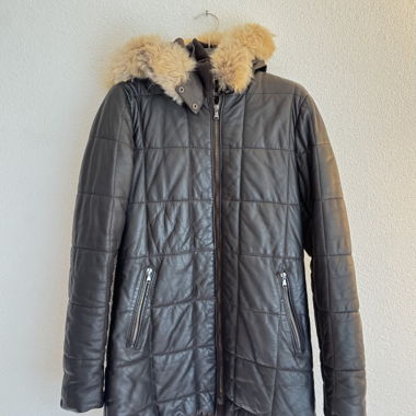 Leonardo Lederjacke mit Fellkapuze