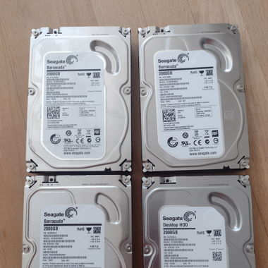 4 Disques Durs Seagate Barracuda 2000GB - 2TB, SATA, PC