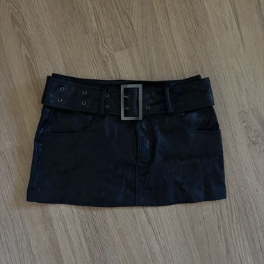 Black Faux Leather Mini Skirt