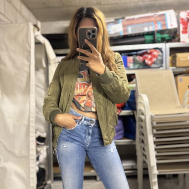Olive bomber jacket