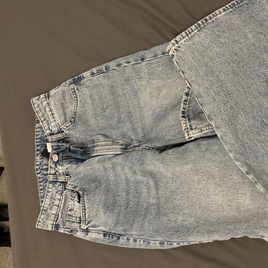 Jeans bleu hm divided taille haute large droit