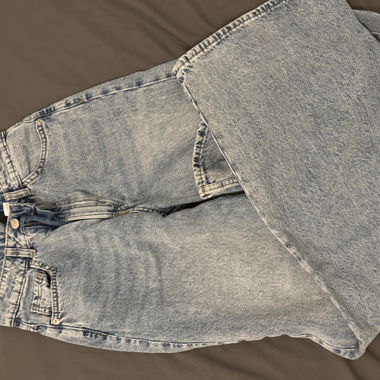 Jeans bleu hm divided taille haute large droit