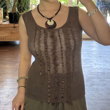 japanisches Vintage: braunes Stricktop