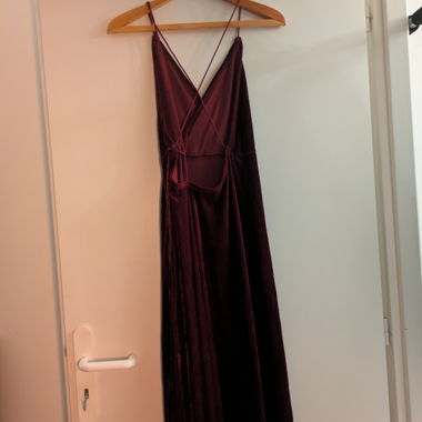 Floor length velvet dress w/ slit and strappy top