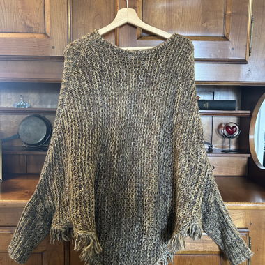 Knit Poncho with Tassels