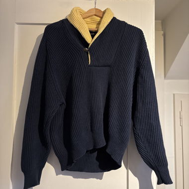 Pull en maille épaisse Nautica bleu marine jaune taille M