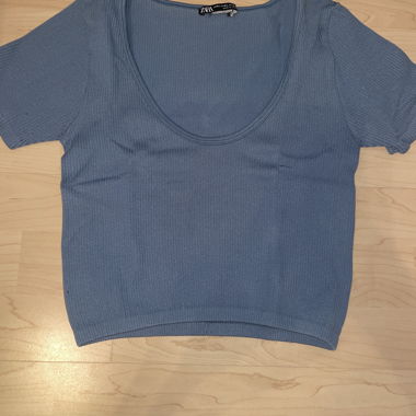 Top côtelé bleu Zara