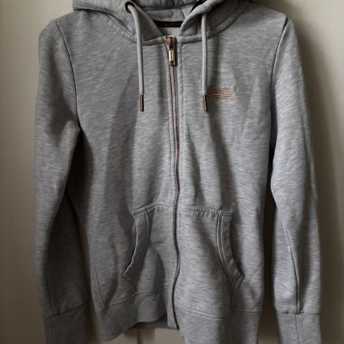Grey Hooded Jacket with Zipper