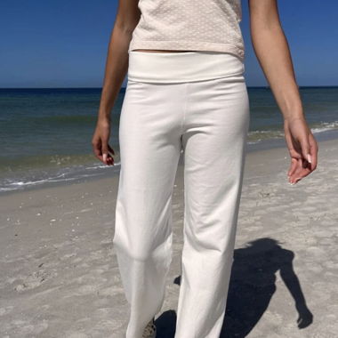 White flare pants