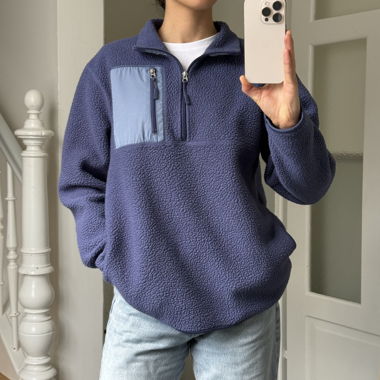 Maglione in pile H&M blu, vestibilità oversize