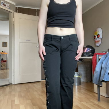 Black Fister Lace-Up Pants