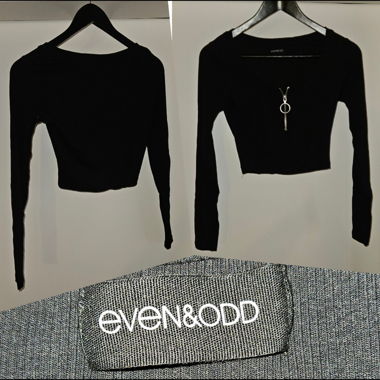 Top nero cropped a maniche lunghe