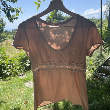 Old Rose Silk T-Shirt S Sandro