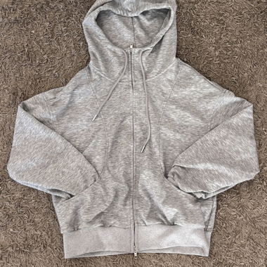 Grau melierter Zip-Hoodie