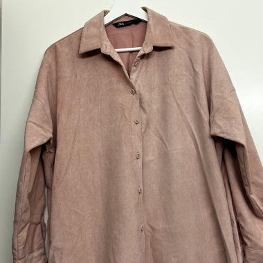 Blusa in velluto a coste rosa Zara