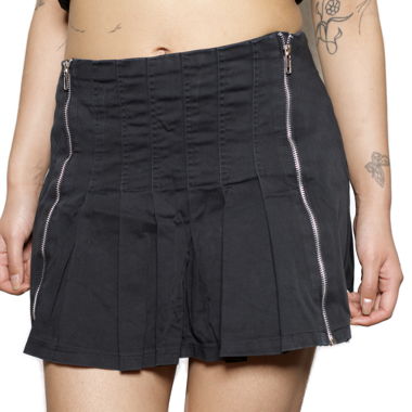 Y2K Zip-Up Black Mini Skirt