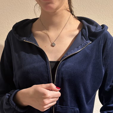 Velour Sweatjacke Marineblau