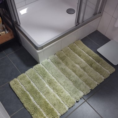 Green Striped Bath Mat