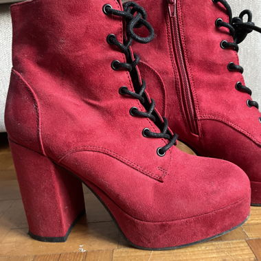 Red suede heel
