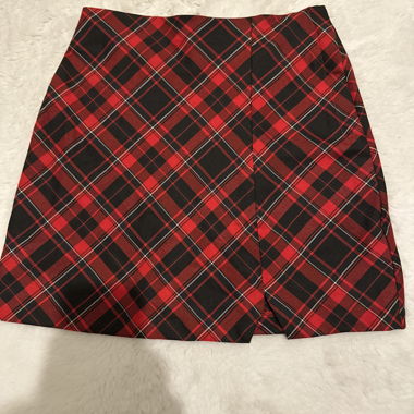 Red checked mini skirt