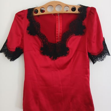 DOLCE GABBANA Roten Seiden-Spitzen-Top