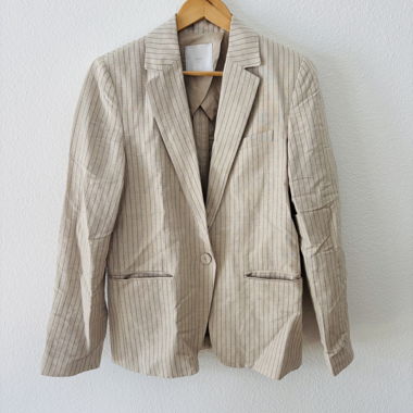 MNG blazer beige à fines rayures