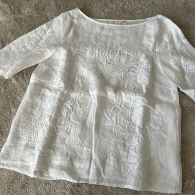 White Blouse with Floral Embroidery