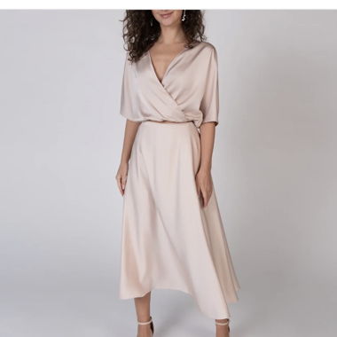 Satin skirt by Piq your dress in faded blush