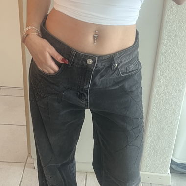 Y2K Baggy Jeans with Rhinestones
