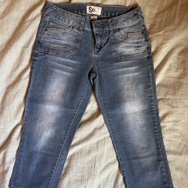Vintage 3/4-Jeans con Used-Wash
